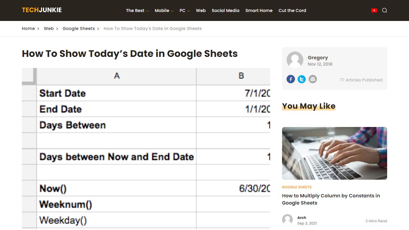 How To Show Today’s Date in Google Sheets - Tech Junkie