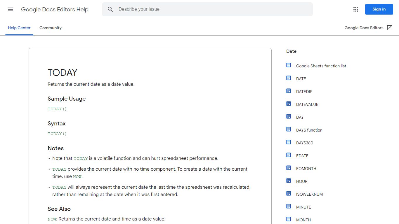 TODAY - Google Docs Editors Help